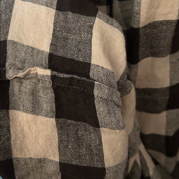 Handmade linen Off On checkered oversized babydoll dress XL - Picture 4 of 4